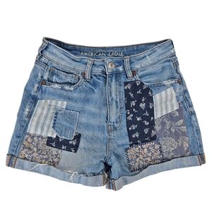 American Eagle AE Denim Mom Shorts Patchwork Ultra High-rise Size 2